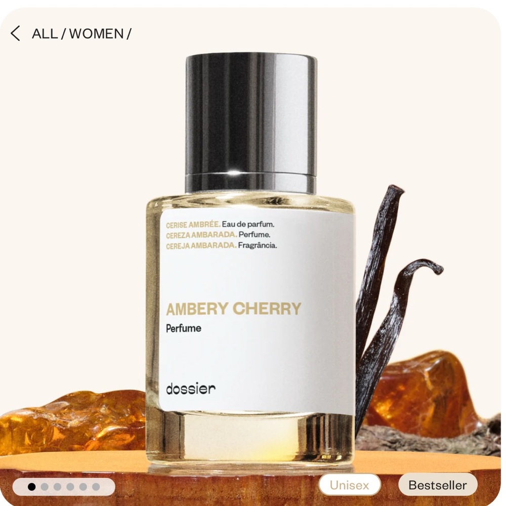 Ambery Cherry Perfume - Gold and White